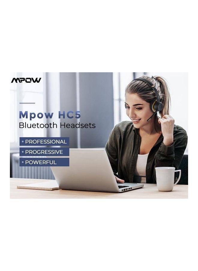 Mpow - HC5 Bluetooth Headset With Microphone Black - Image 1