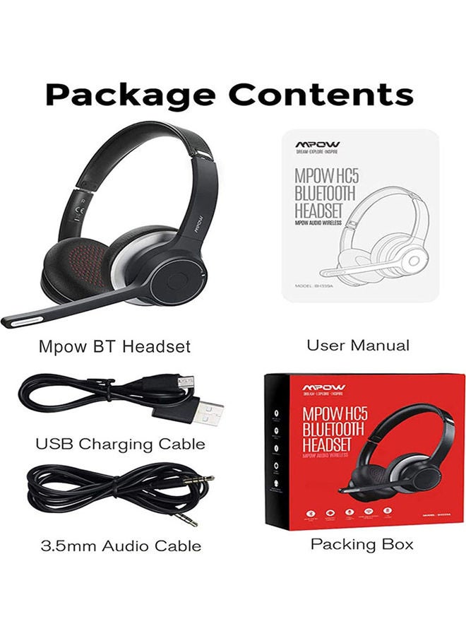 Mpow - HC5 Bluetooth Headset With Microphone Black - Image 1