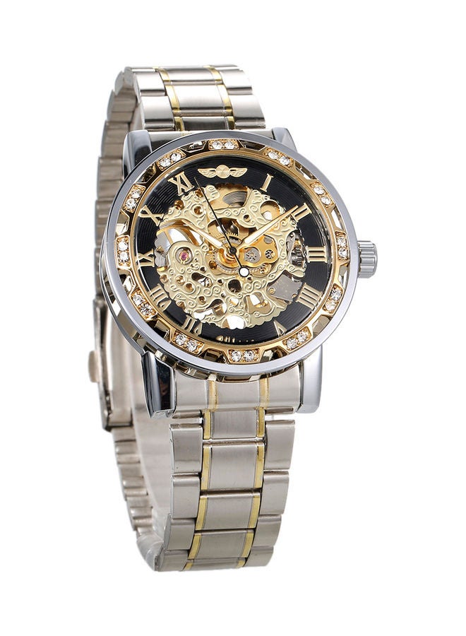 وينر ساعة يد بعقارب وسوار من الستانلس ستيل مقاس 36 مم - لون فضي للرجال