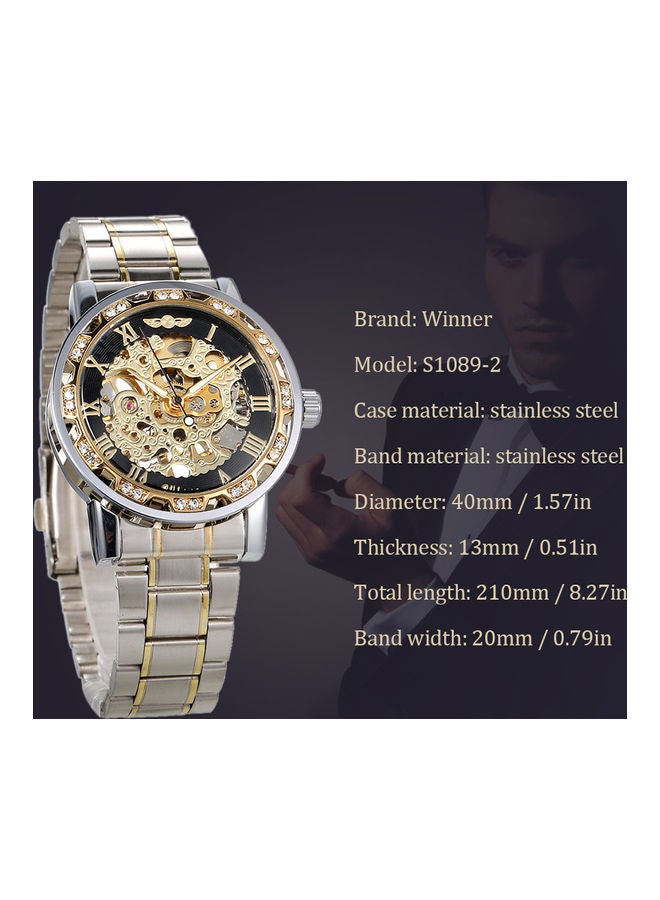 وينر ساعة يد بعقارب وسوار من الستانلس ستيل مقاس 36 مم - لون فضي للرجال - Image 5