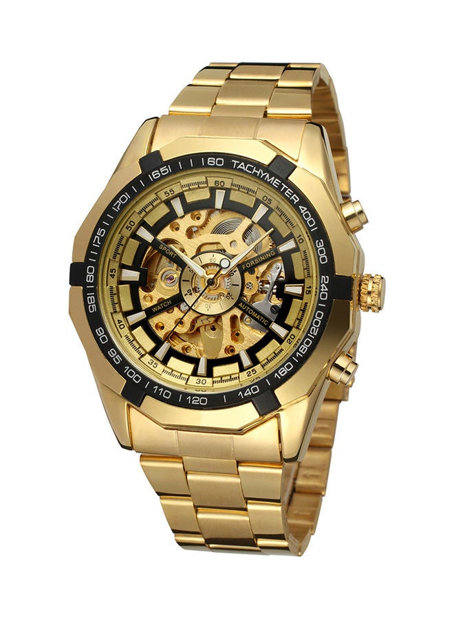 FORSINING Men's Stainless Steel Analog Watch - 36 mm - Gold - Image 1