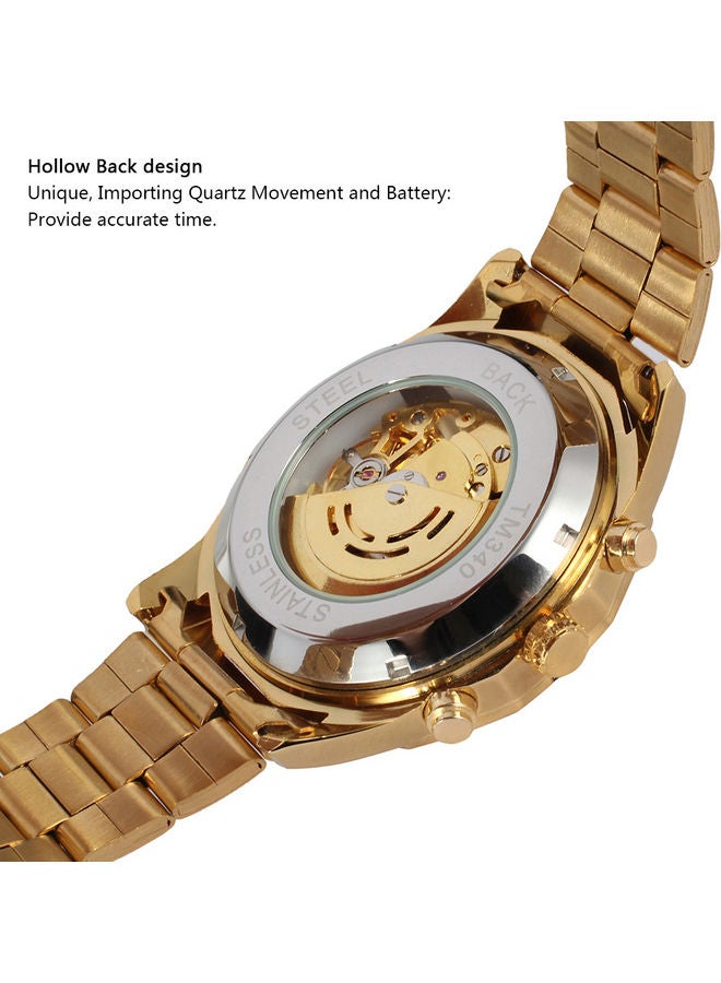 FORSINING Men's Stainless Steel Analog Watch - 36 mm - Gold - Image 2