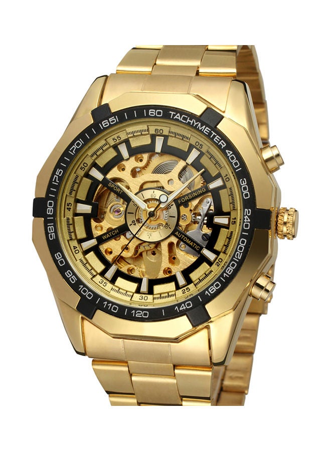 FORSINING Men's Stainless Steel Analog Watch - 36 mm - Gold - Image 3