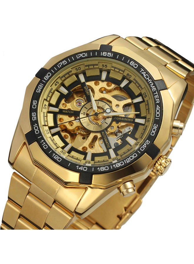 FORSINING Men's Stainless Steel Analog Watch - 36 mm - Gold - Image 4