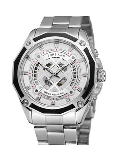 FORSINING Men's Stainless Steel Mechanical Watch - 36 mm - Silver  - Image 1