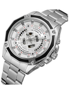 FORSINING Men's Stainless Steel Mechanical Watch - 36 mm - Silver  - Image 5