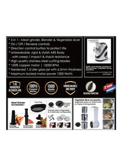سانفورد خلاط متعدد الوظائف مزود بمفرمة لحم 1.5 L 1000.0 W SF5860MG BS متعدد الألوان  - Image 5