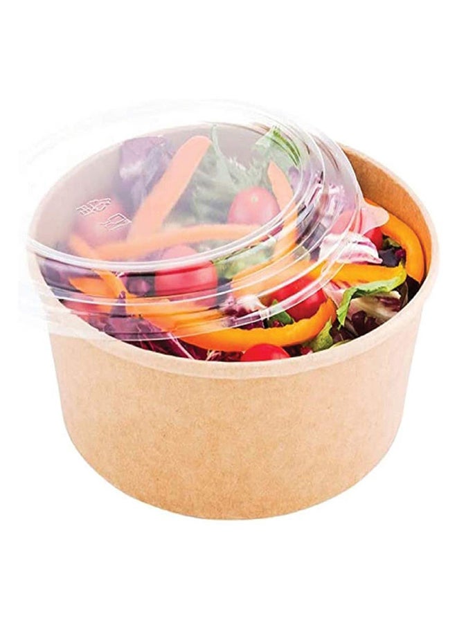 50 Pieces Kraft Salad Bowl With Lid Brown 750ml