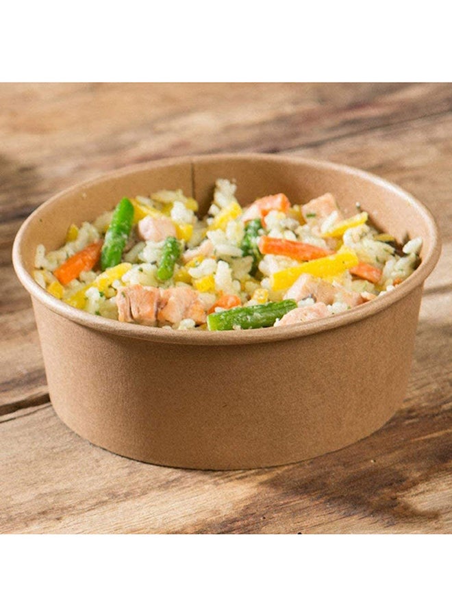 50 Pieces Kraft Salad Bowl With Lid Brown 750ml