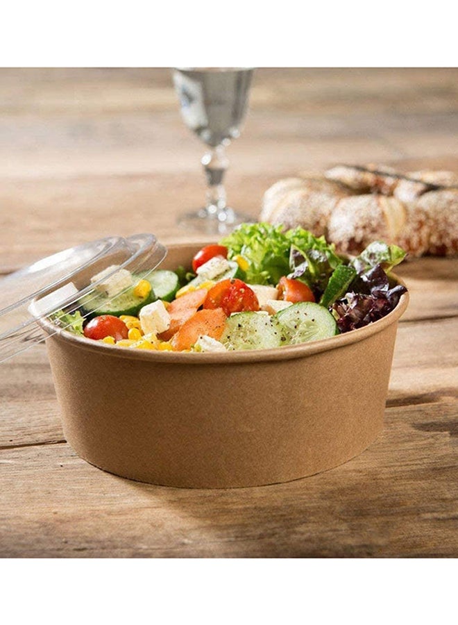 50 Pieces Kraft Salad Bowl With Lid Brown 750ml