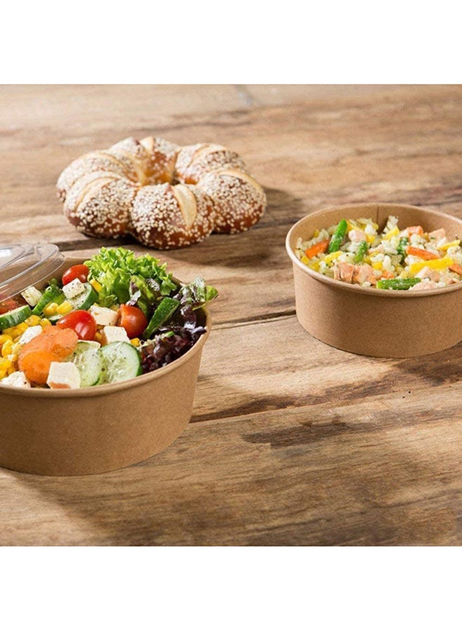 50 Pieces Kraft Salad Bowl With Lid Brown 750ml