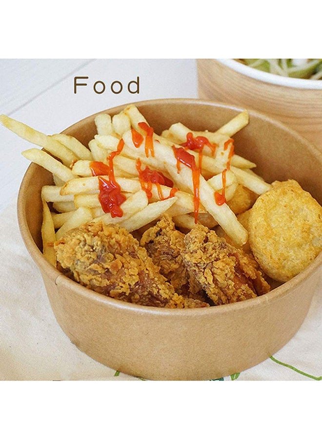 50 Pieces Kraft Salad Bowl With Lid Brown 750ml