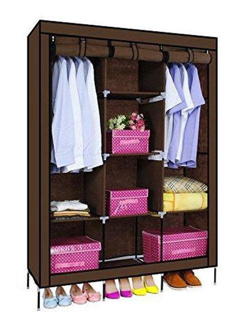 3 Rack Wardrobe Brown
