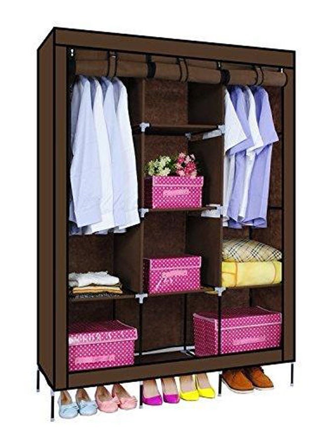 3 Rack Wardrobe Brown