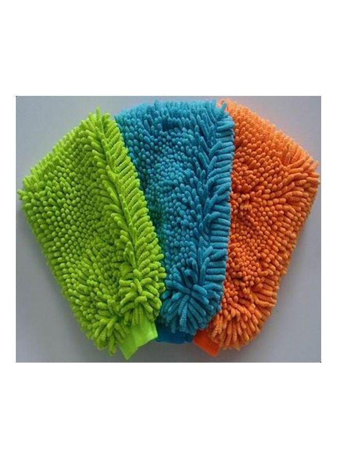 3X Microfiber Premium Wash Mitt Gloves Multipurpose Multicolour 