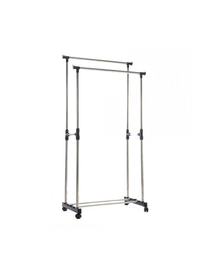 Double Pole Cloths Rack Silver - Image 1