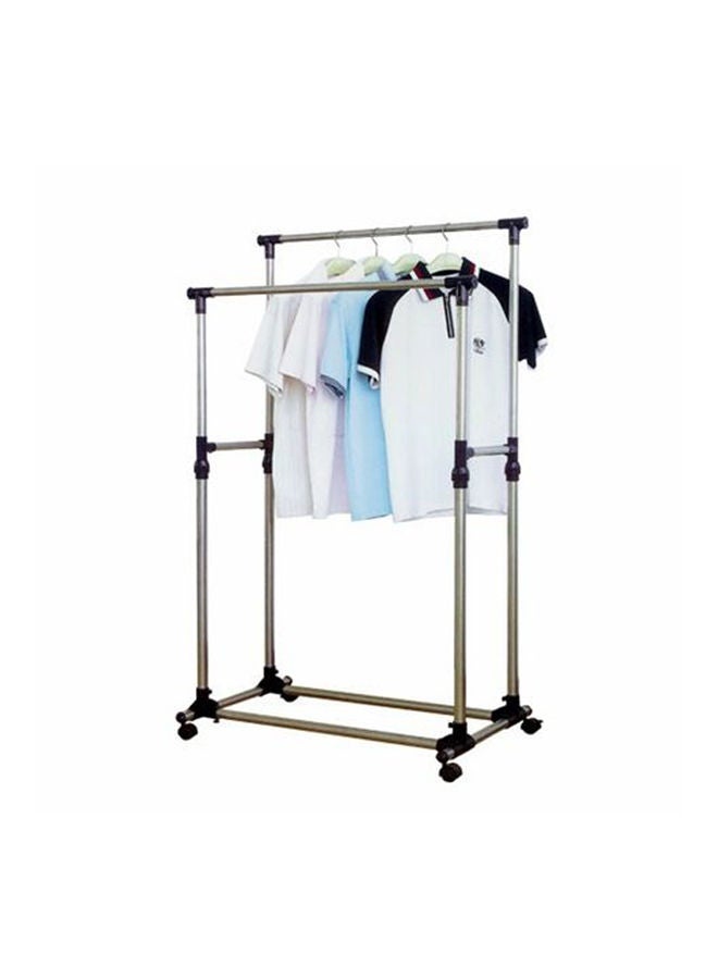 Double Pole Cloths Rack Silver - Image 2