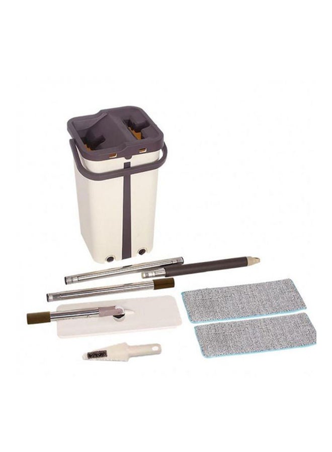 Generic - Flat Mop Bucket Wash Set With Mop,Self-Cleaning And Squeeze Beige - Image 1