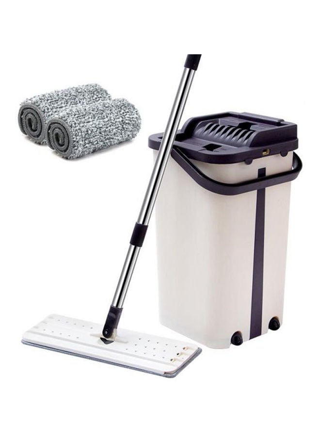 Flat Squeeze Mop And Bucket - Hand-Free Wringing Floor Cleaning Mop Beige  - Image 1