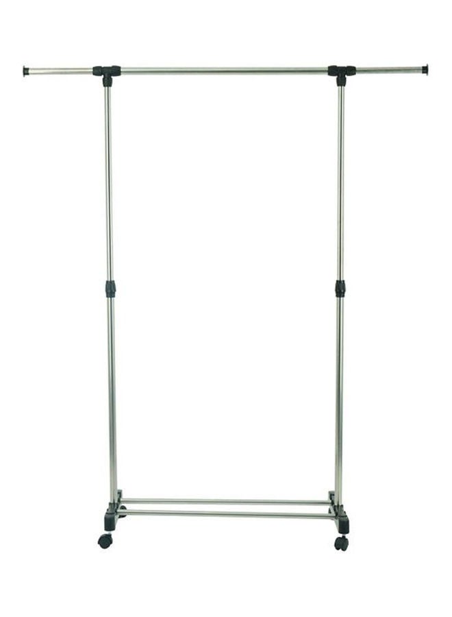 رف تجفيف قابل للتمدد بعمود واحد مصنوع بالكامل من الستانلس ستيل أسود