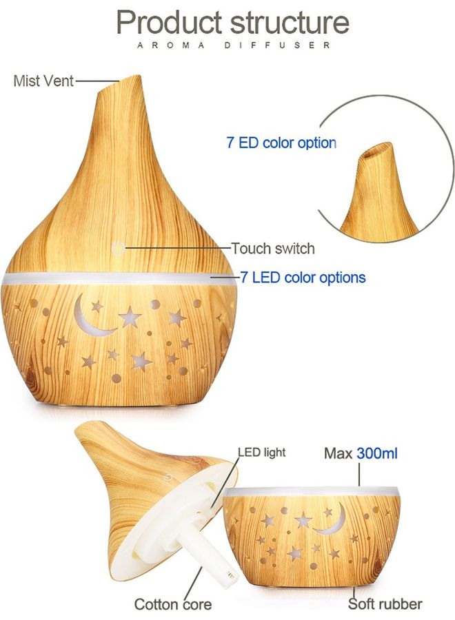 Aroma Diffuser 300ML Aromatherapy Essential Oil Light Brown 15.5x11x11cm - Image 4