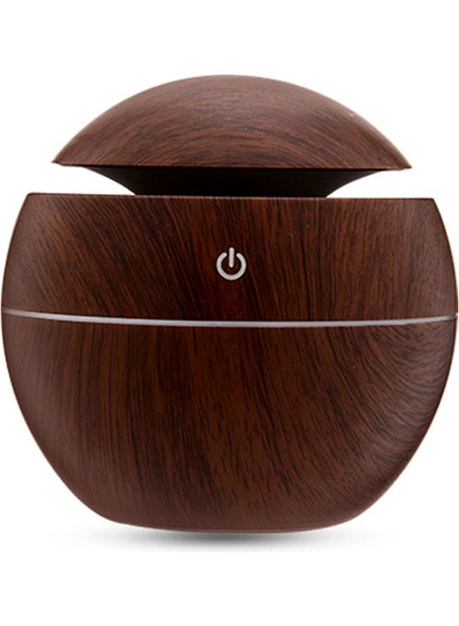 Portable USB Wood-Grain LED Night Lamp Humidifier Dark Brown 10x9.5cm - Image 1
