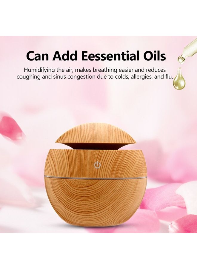 Generic Portable USB Wood-Grain LED Night Lamp Humidifier Brown 10x9.5cm  - Image 2