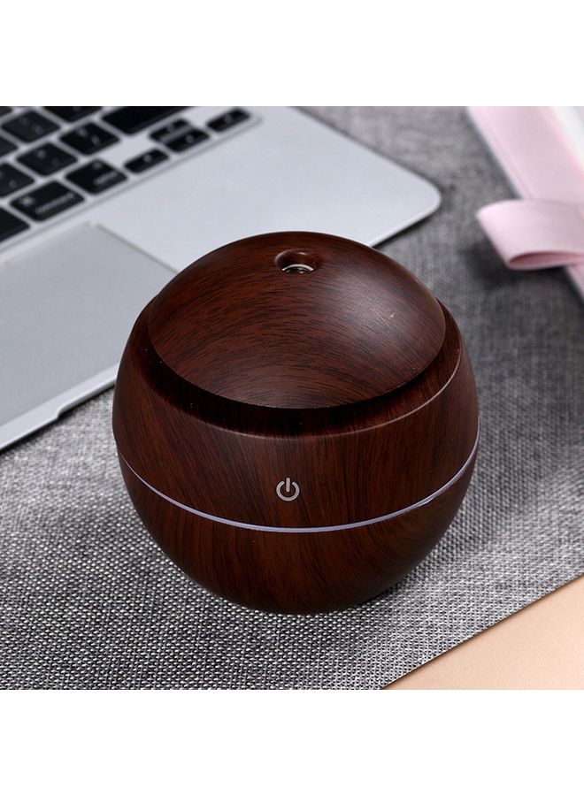 Portable USB Wood-Grain LED Night Lamp Humidifier Dark Brown 10x9.5cm - Image 2