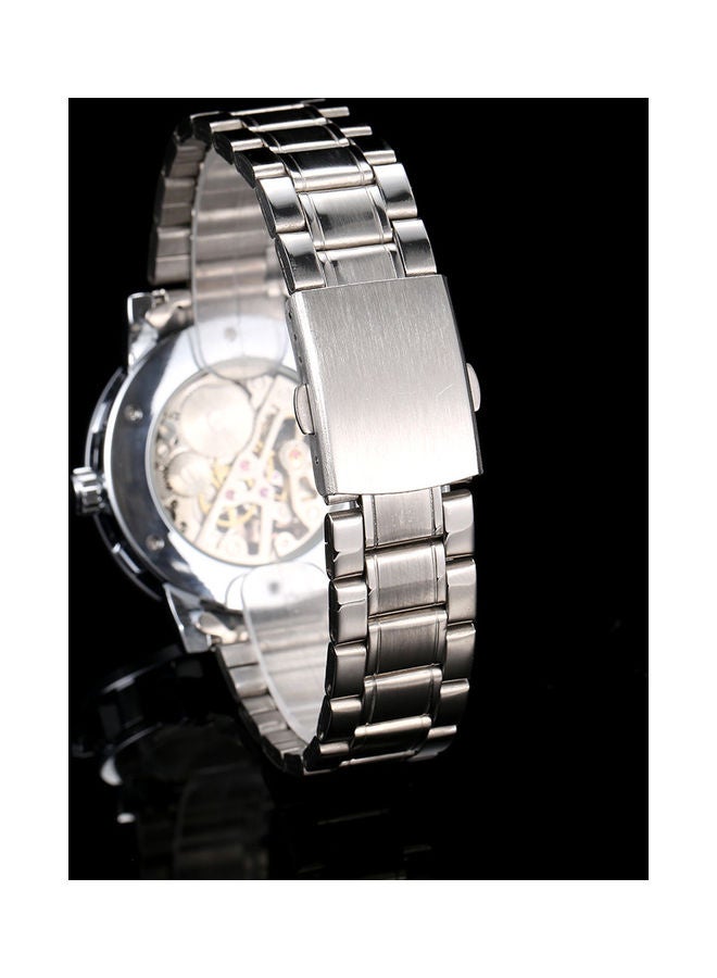 وينر ساعة يد بعقارب وسوار من الستانلس ستيل مقاس 36 مم - لون فضي للرجال - Image 3