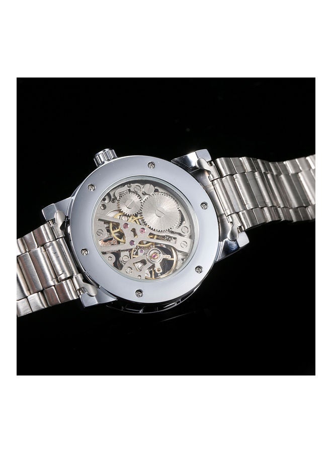 وينر ساعة يد بعقارب وسوار من الستانلس ستيل مقاس 36 مم - لون فضي للرجال - Image 4