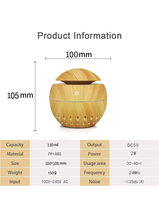 Mini Aromatherapy Essential Oil Diffuser Humidifier Light Brown 10.5x10x10cm - Image 5