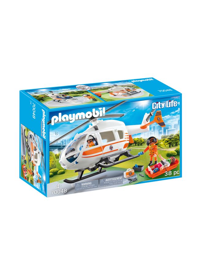 Playmobil 38-Piece City Life Rescue Helicopter Playset 70048 2.95x17.3cm  - Image 1