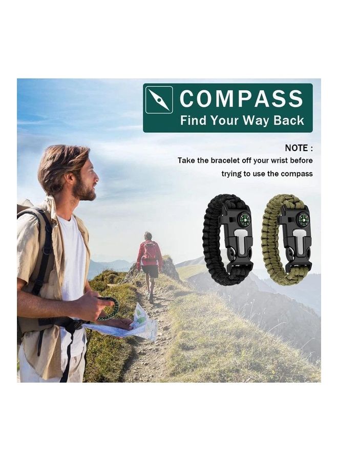 Fitness World - Camping Compass Tactical Survival Survival Paracord Bracelet Bottle Opener Flint Buckle Whistle - Image 1