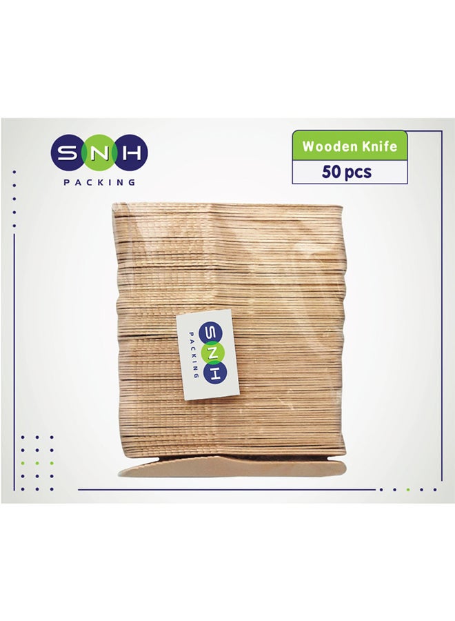 SNH 50-Piece Disposable Wooden Knife Beige 90grams  - Image 2