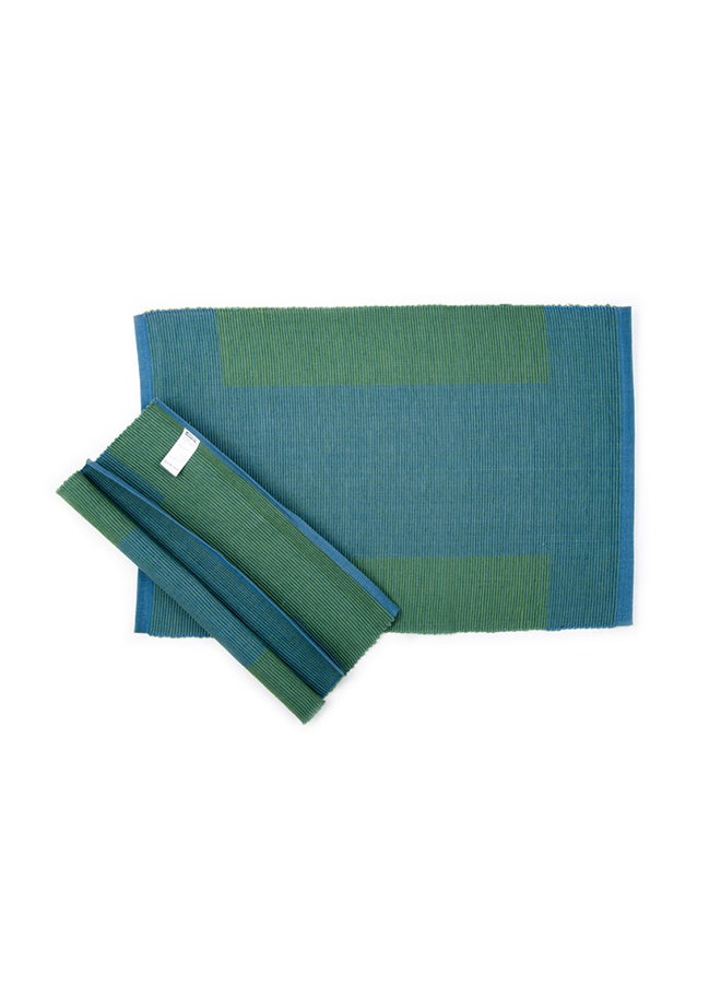 Dream Decor 2-Piece Checked Pattern Kitchen Ribbed Blue/Green 33x48cm - Image 1