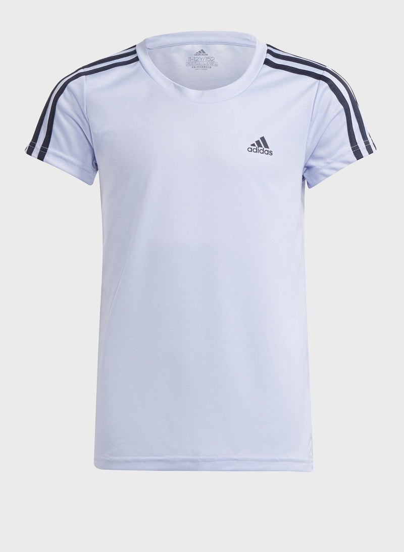 Adidas Youth Shoulder Stripes Detail Crew Neck T-Shirt White/Black - Image 1