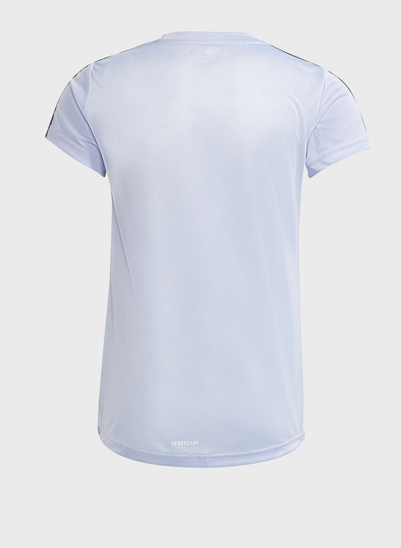 Adidas Youth Shoulder Stripes Detail Crew Neck T-Shirt White/Black - Image 2