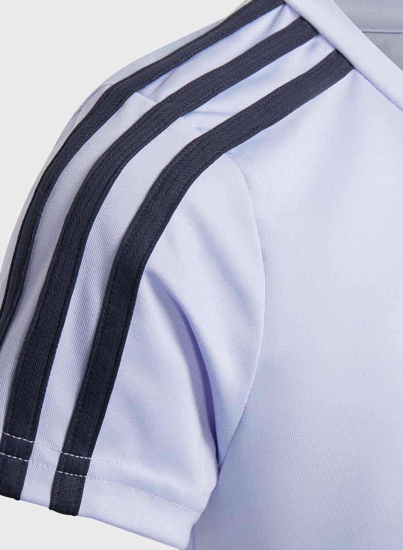 Adidas Youth Shoulder Stripes Detail Crew Neck T-Shirt White/Black - Image 4