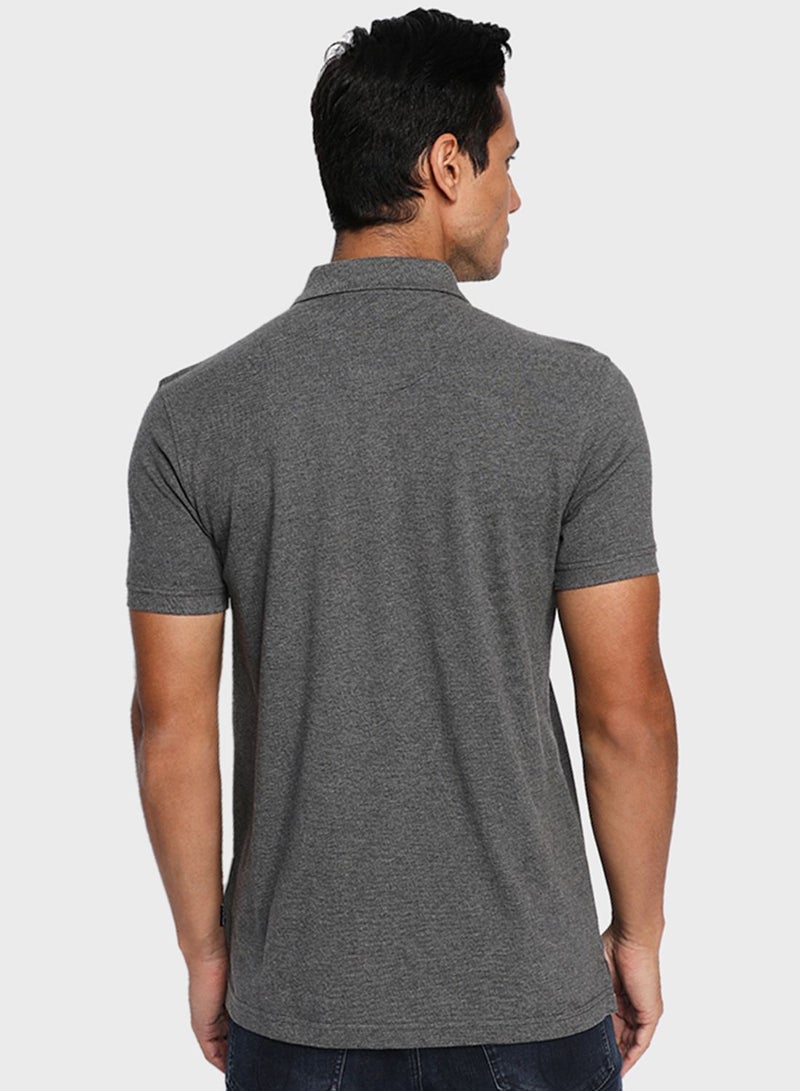 BEVERLY HILLS POLO CLUB - Logo Embroidered Polo Grey - Image 1