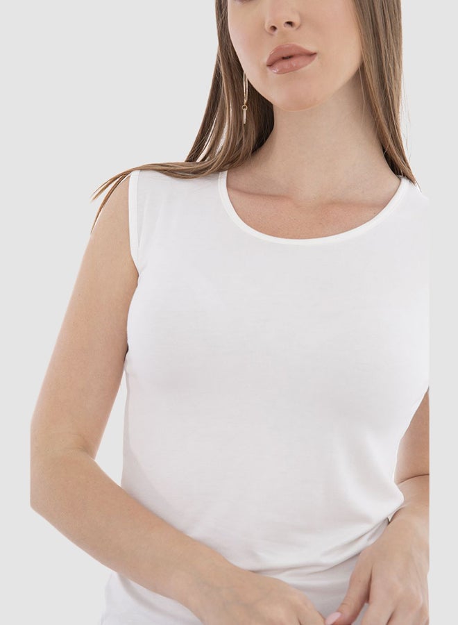 Carina Sleeveless Crew Neck Top Snow - Image 3
