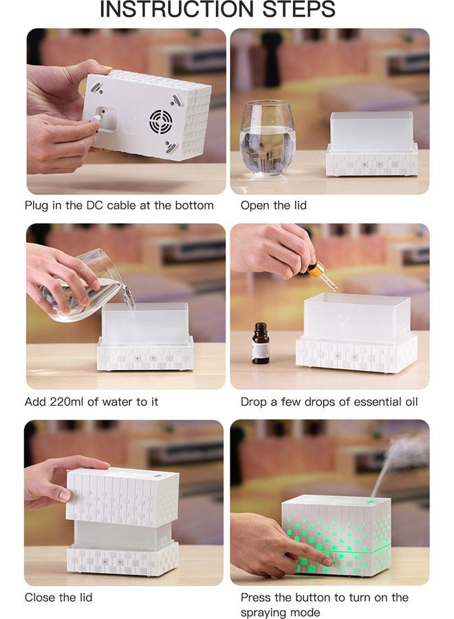 Generic Ultrasonic Aroma Diffuser Humidifier Cube Pink 16x12x11cm  - Image 2