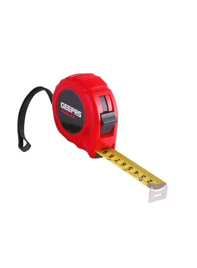 GEEPAS - Measuring Tape| 5 M X 25 MM, High Quality ABS Body and Plated Silver Hook| High Visibility, With Metric and Inch Gradation| Perfect for Home and Business Use Red/Black - Image 1