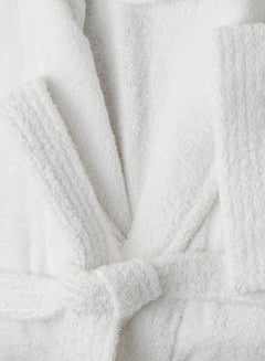 Noon East Bathrobe - 400 GSM 100% Cotton Terry Silky Soft Spa Quality Comfort - Shawl Collar & Pocket - White Color - 1 Piece White  - Image 3