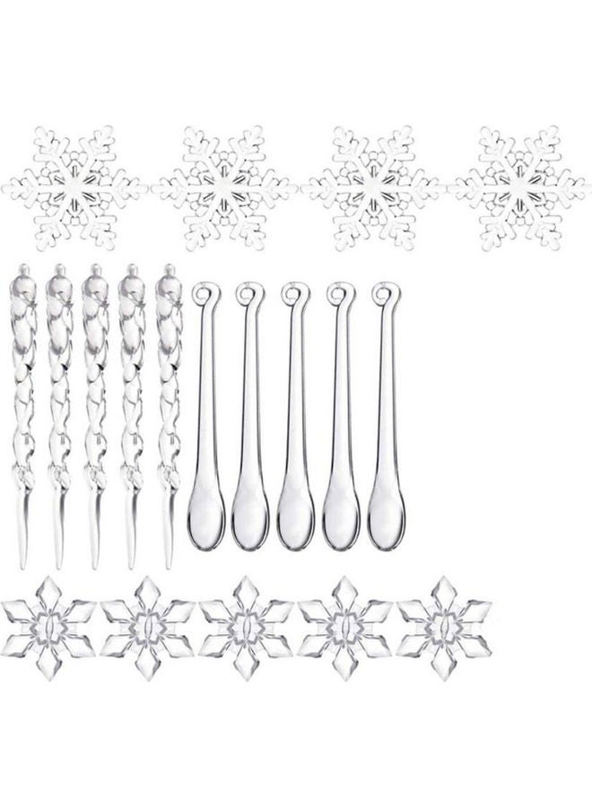 40-Piece Snowflake Icicle Ornament Set Clear - Image 1