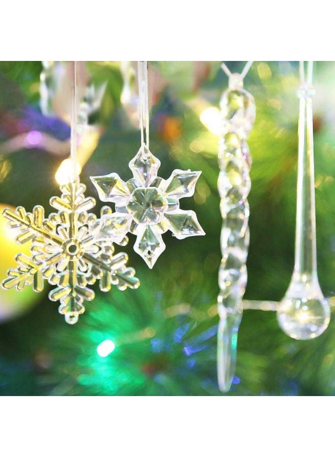 40-Piece Snowflake Icicle Ornament Set Clear - Image 2
