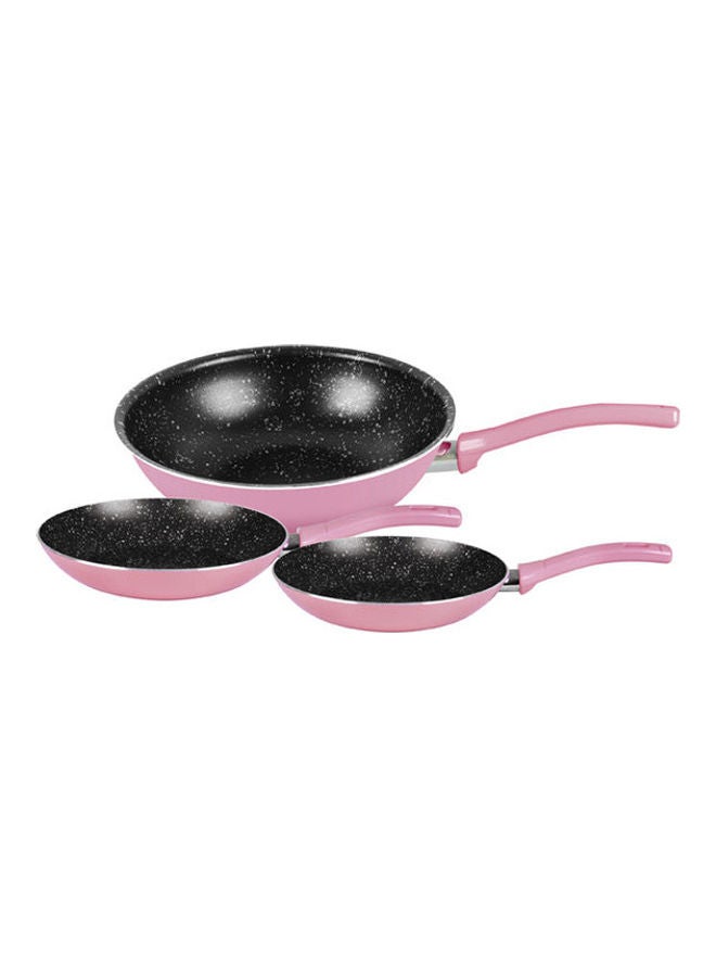 Grandi Cook Pop Pink/Black Wok 28 + Fry Pan 20-22cm