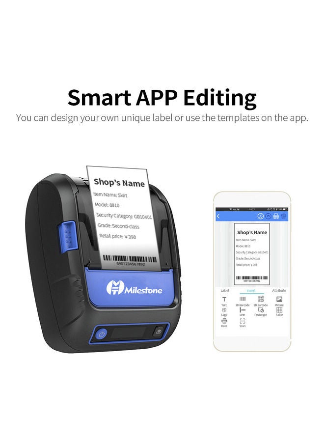 طابعة حرارية لطباعة الايصالات والبطاقات أسود/أزرق - Image 4