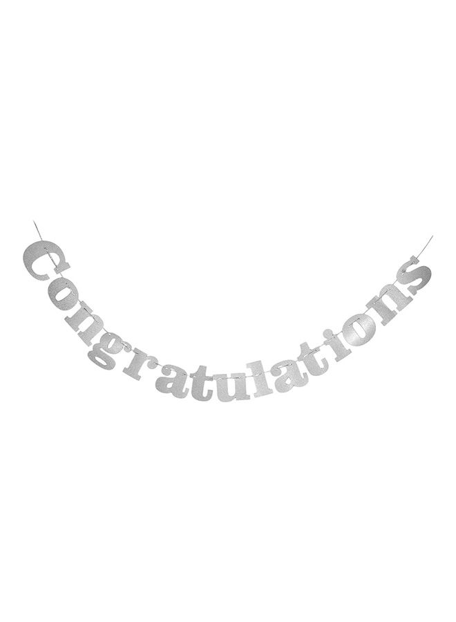 Party Time - Glittery Congratulations Silver Banner - Image 1