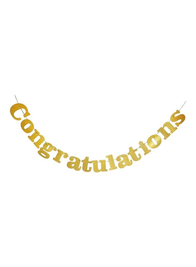 Party Time Glittery Congratulations Gold Banner  - Image 1