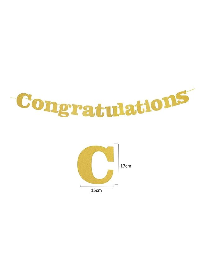 Party Time Glittery Congratulations Gold Banner  - Image 2